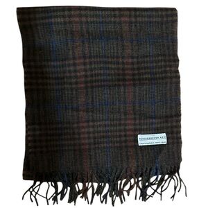 Brown and Black Checkered Scarf 11x56